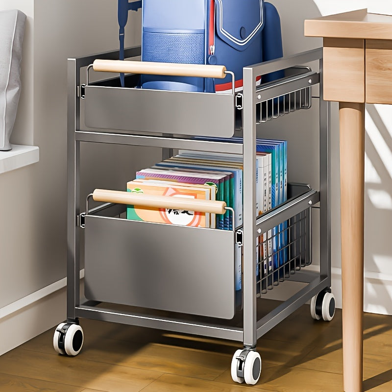 Mobile Book Bag Storage Rack Trolley-1