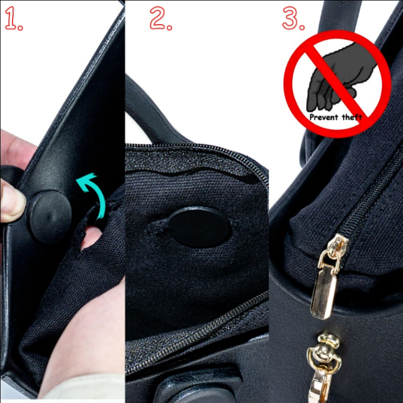 Women Waterproof Eva Punching Shoulder Strap Tote Beach Bag