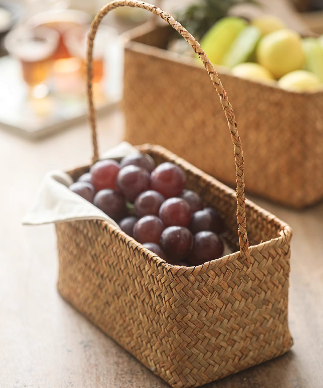 Rectangular Woven Carry Basket Organizer