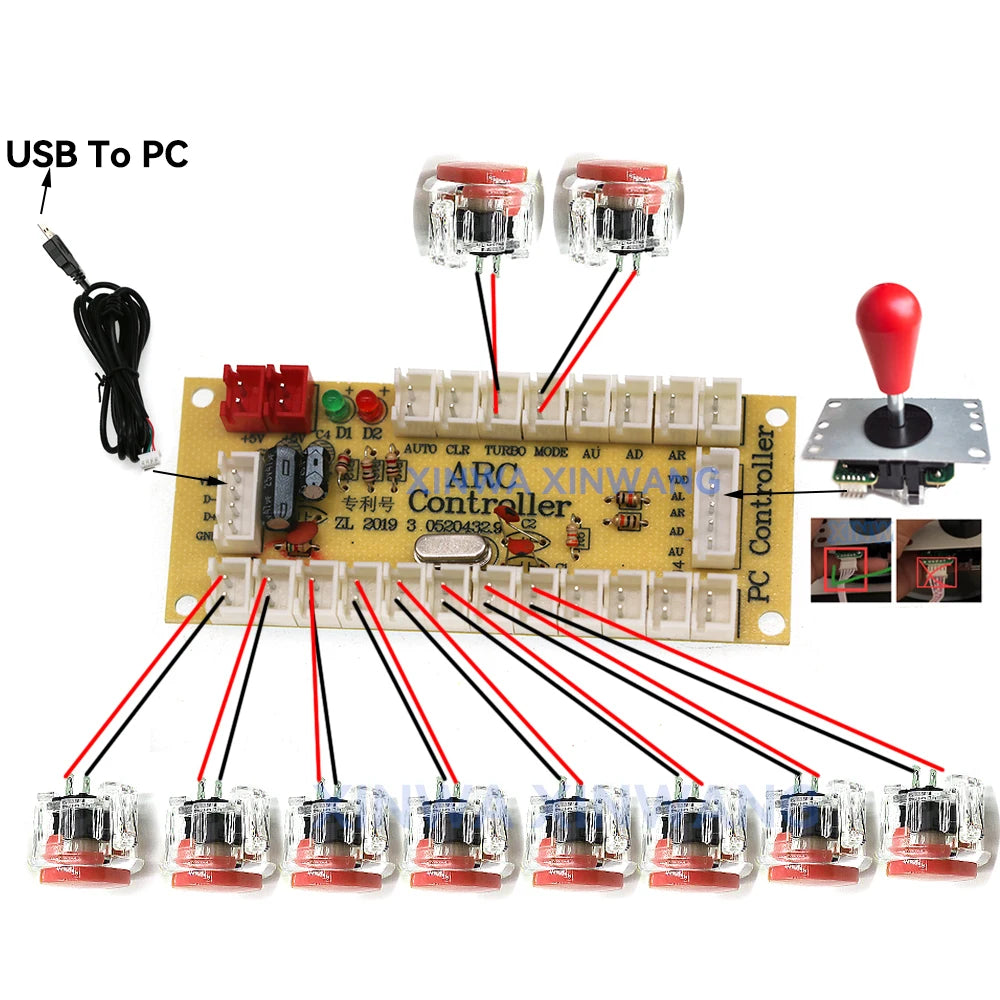 Arcade Game Diy Joystick Clear Push Button Zero Delay Usb Board Controller For PC Raspberry Pi Mame Neo Geo Copy SANWA Kit