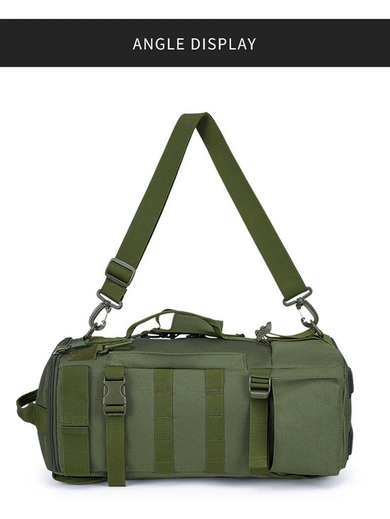 Tactical Fishing Backpack Tackle Bag with Rod Holders Fish Equipment Storage Molle Camping Hiking Outdoor Multifunctional Bag