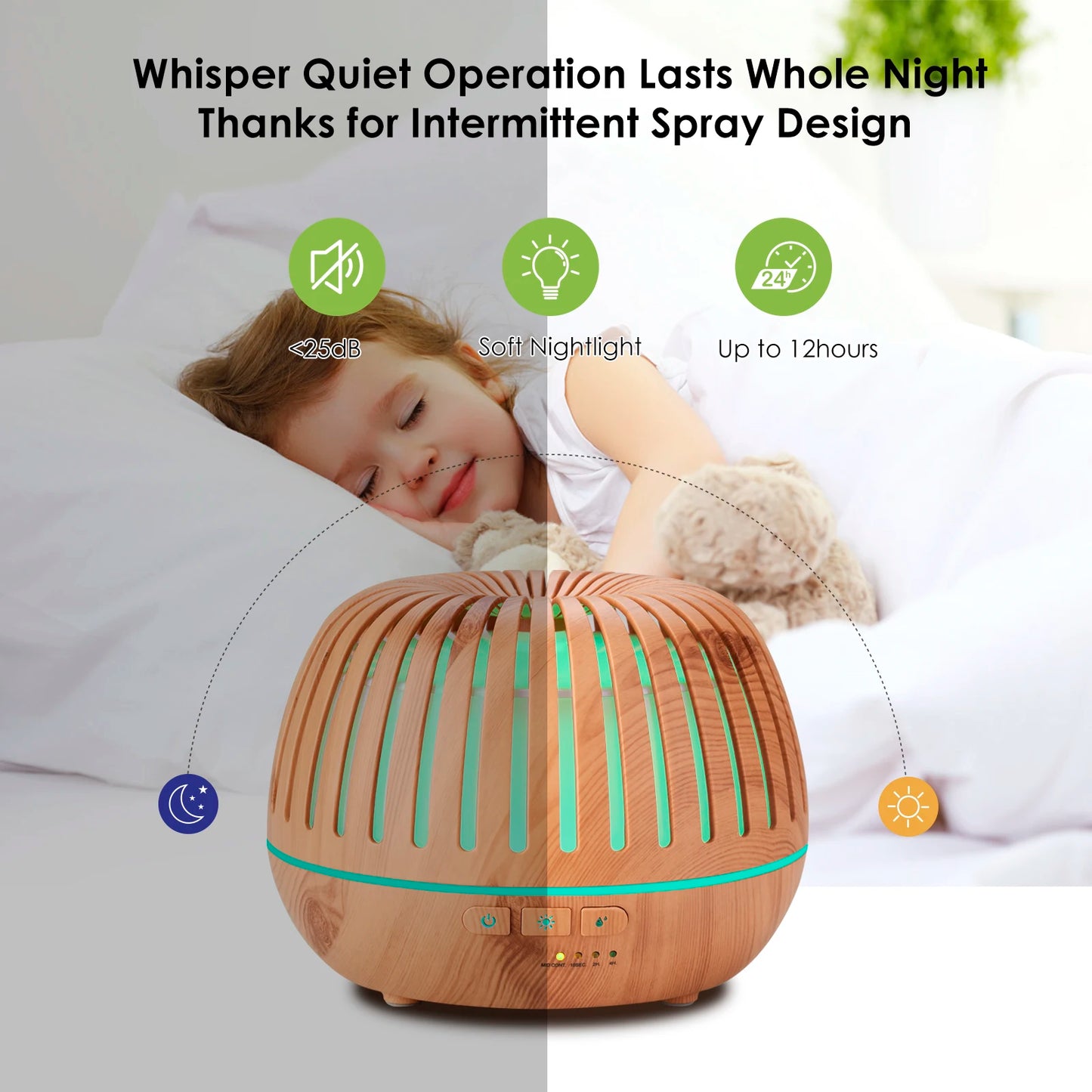 500ML Home Aromatherapy Essential Oil Diffuser with Colorful LED Lamp Remote Control Electric Aroma Air Humidifier Diffuser