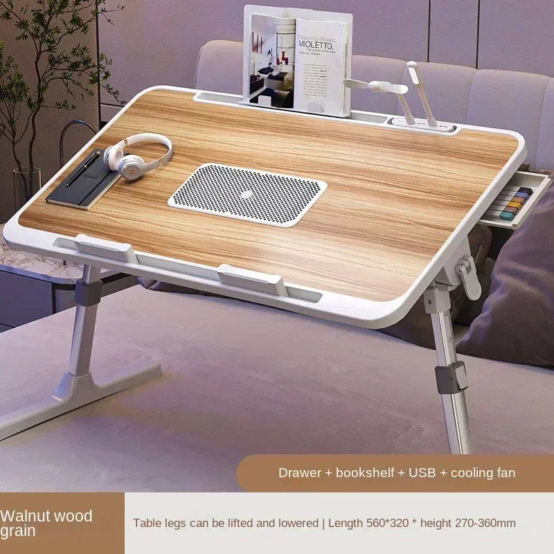 Foldable Radiator-Adjustable Laptop Desk with Drawer-1