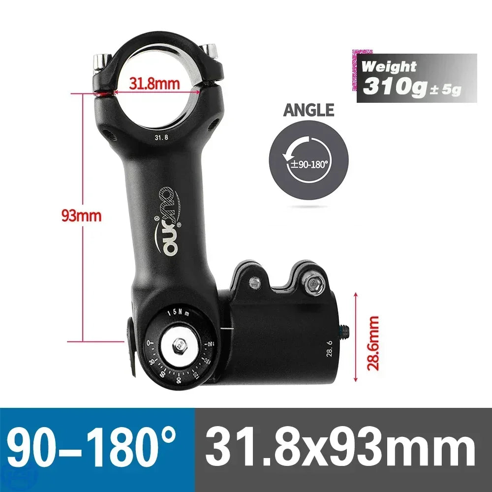 OUO MTB Adjustable Stem MTB Power Bike Table 90-180 Degree Bicycle Handlebar Extender 25.4/31.8mm Down Stem Extension Dual Lock