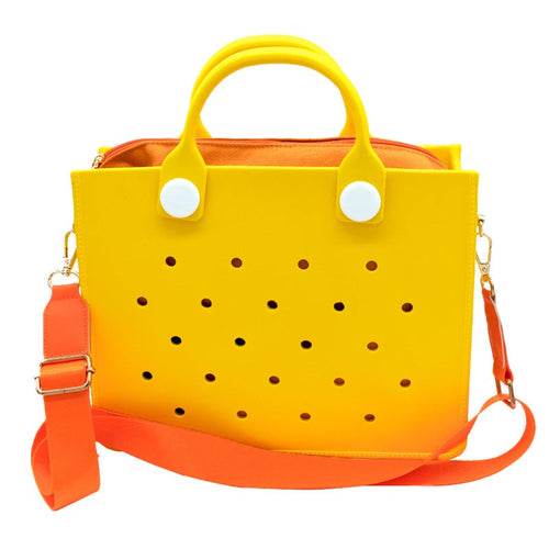 Women Waterproof Eva Punching Shoulder Strap Tote Beach Bag
