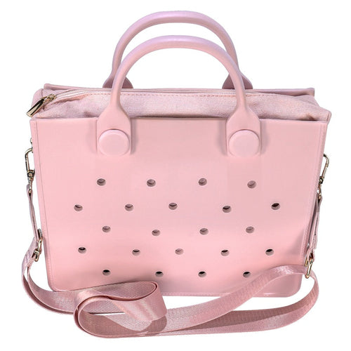 Women Waterproof Eva Punching Shoulder Strap Tote Beach Bag
