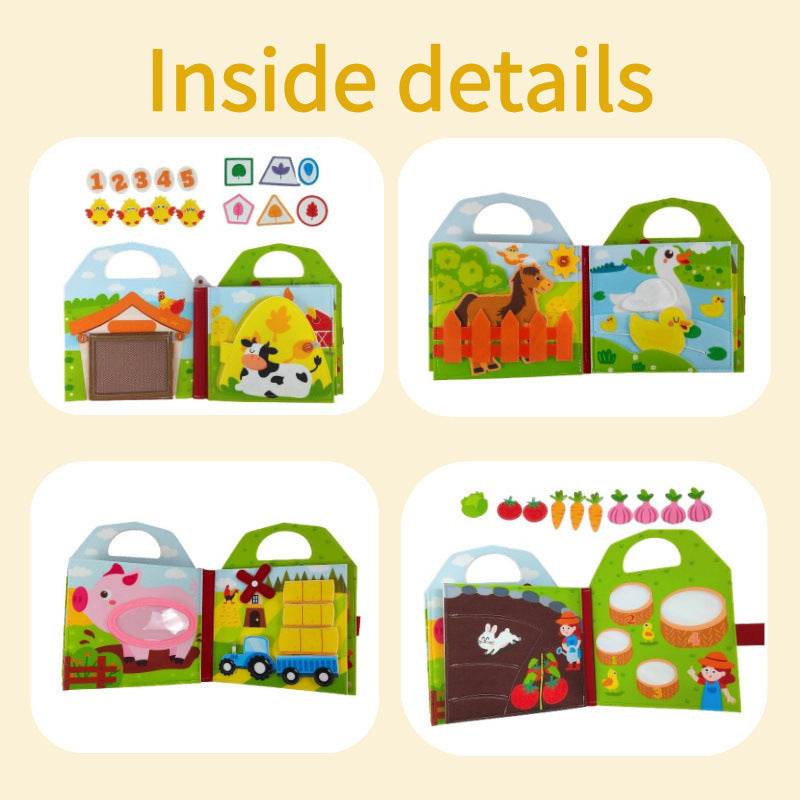Felt Animal Farm Busy Book – Montessori Sensory Learning Board for Toddlers & Kids