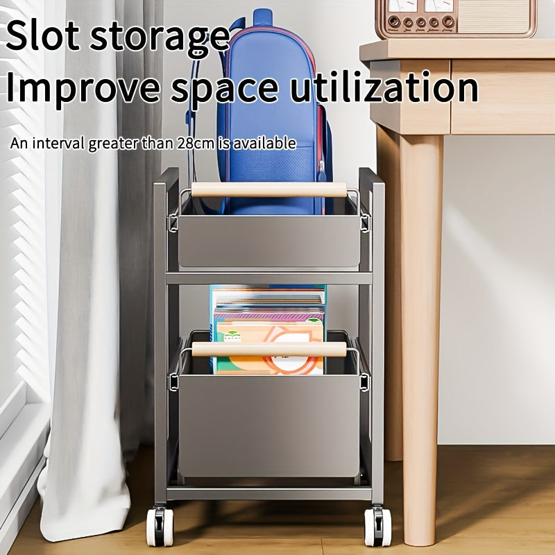 Mobile Book Bag Storage Rack Trolley-2