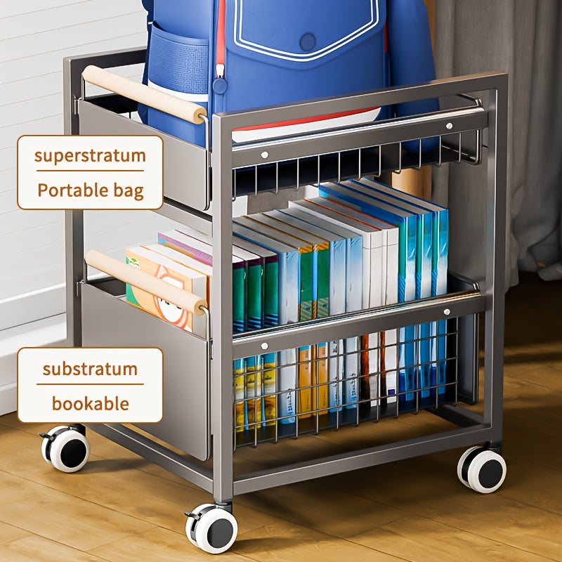 Mobile Book Bag Storage Rack Trolley-4