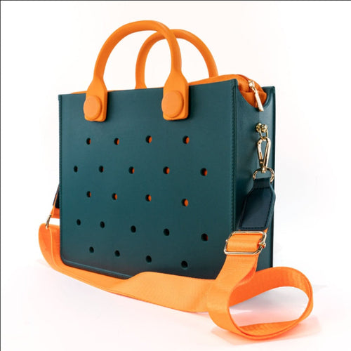 Women Waterproof Eva Punching Shoulder Strap Tote Beach Bag
