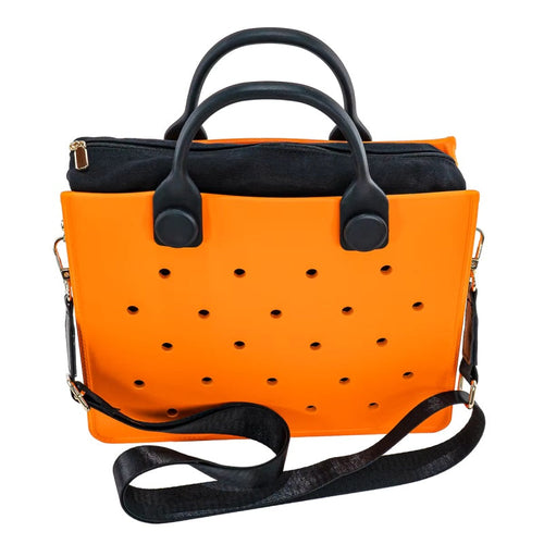 Women Waterproof Eva Punching Shoulder Strap Tote Beach Bag