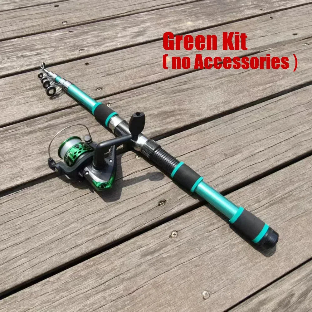 Santa King Fishing Rod Reel Combo-  Fishing Full Kits With Telescopic Fishing Rod And Spinning Reel Baits Hooks Travel Pole Set