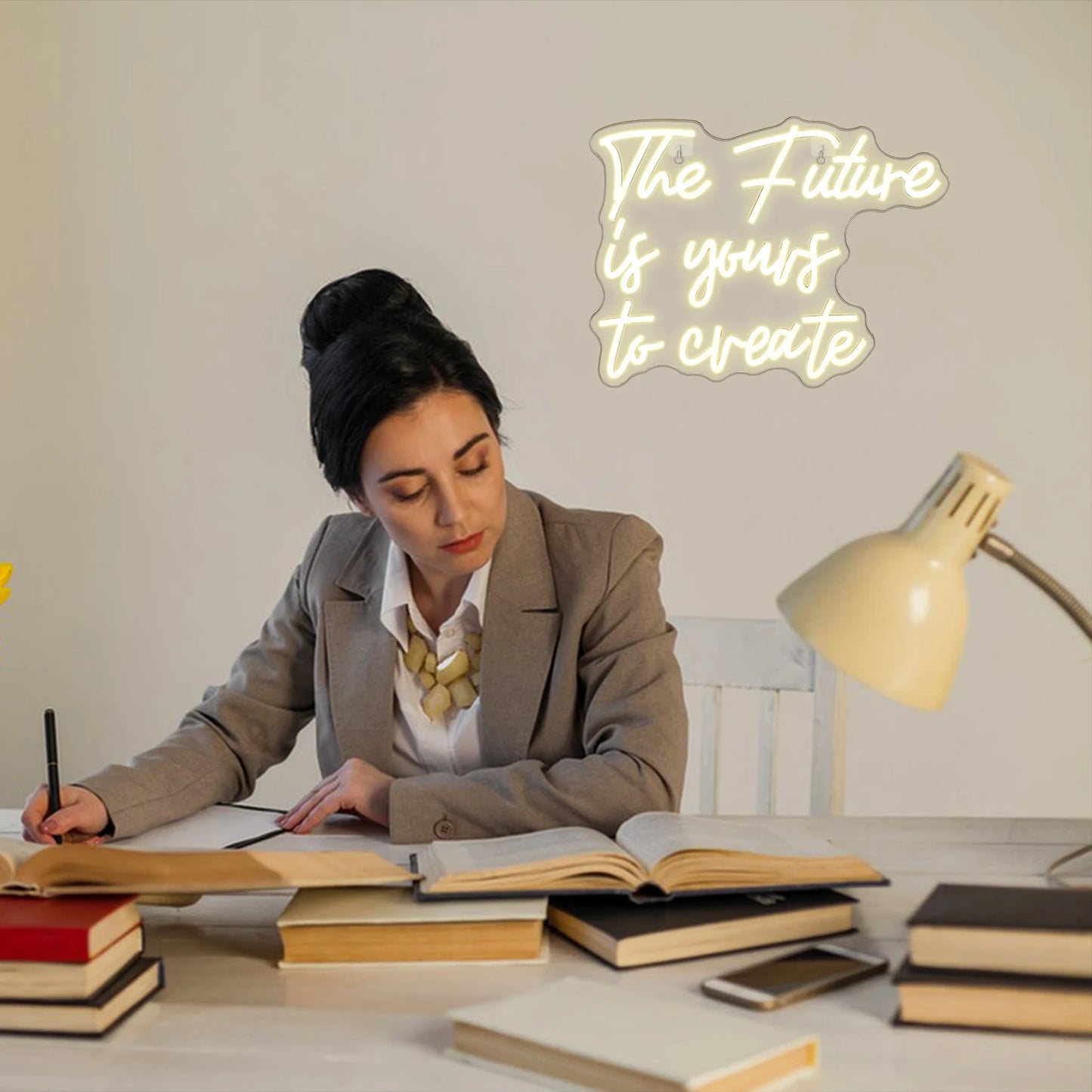 Neon Sign The Future is Yours to Create Warm LED Light Wall Decor With USB Power Supply For Bedrooms Windows Kids Room Gifts