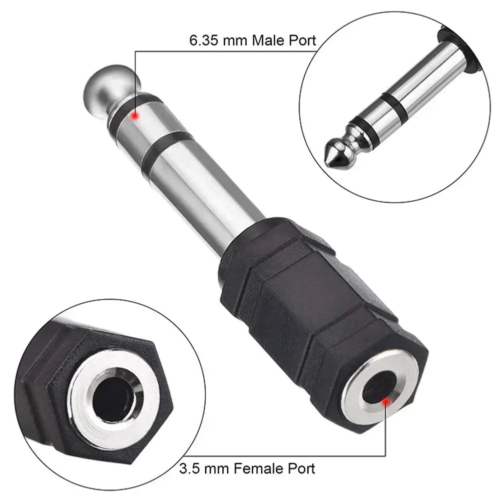 3.5mm Female To 6.35mm Male Stereo Headphone Audio Adaptor Microphone Connector For Pro Audio Applications