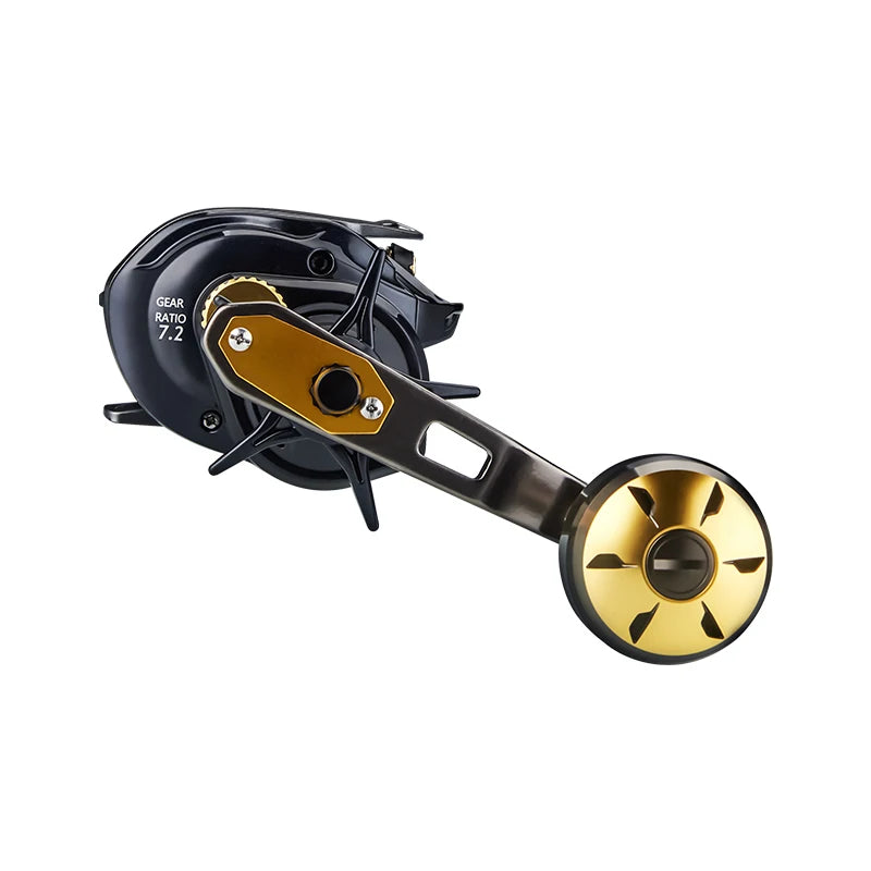 Baitcaster Fishing Reel Extended Handle 7.2:1 Gear Ratio 16KG Max Drag 6+1BB For Bass Freshwater Saltwater Baitcasting Reel