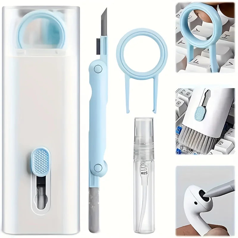 7-in-1 Portable Cleaning Kit: Keyboard, Earphone, Screen, Mini Brushes, Crevice Tool. Travel Gadget | Back to School Essentials