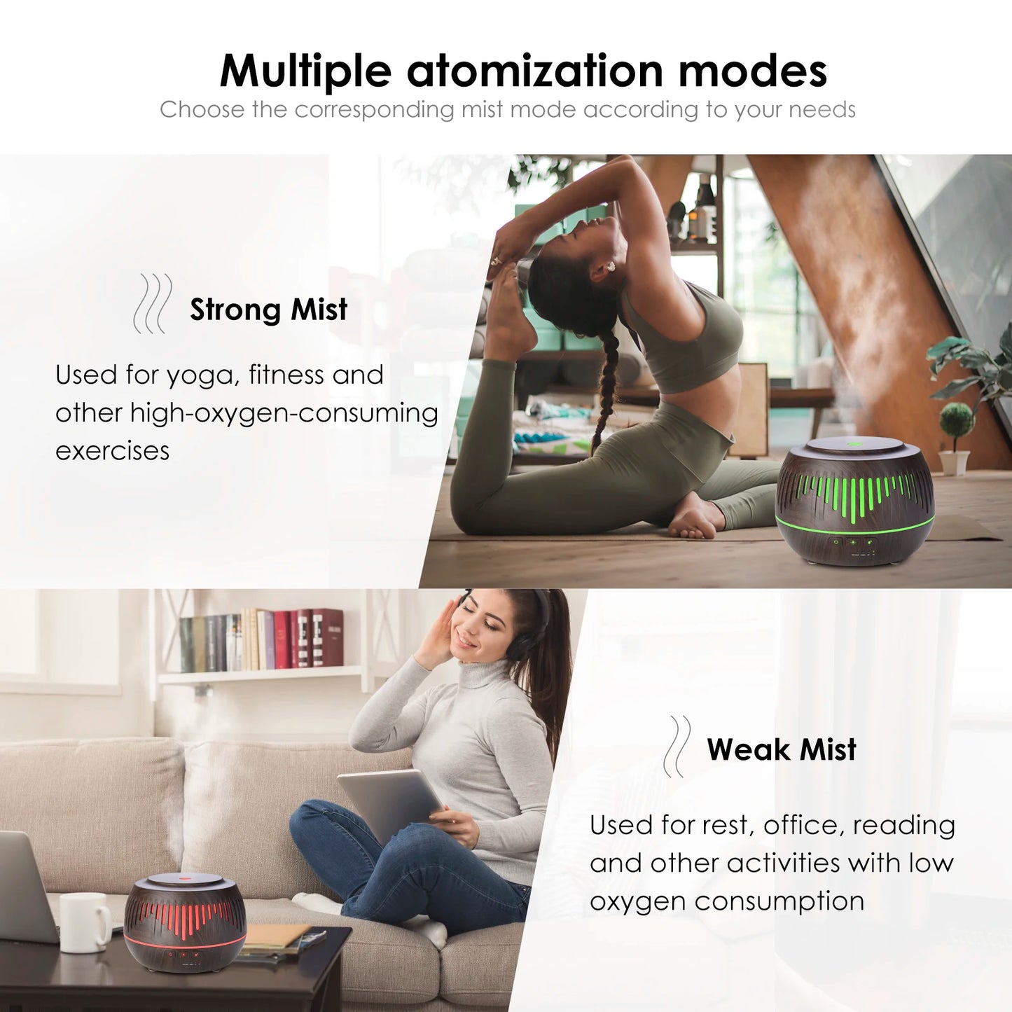 500ML Home Aromatherapy Essential Oil Diffuser with Colorful LED Lamp Remote Control Electric Aroma Air Humidifier Diffuser