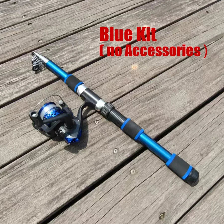 Santa King Fishing Rod Reel Combo-  Fishing Full Kits With Telescopic Fishing Rod And Spinning Reel Baits Hooks Travel Pole Set