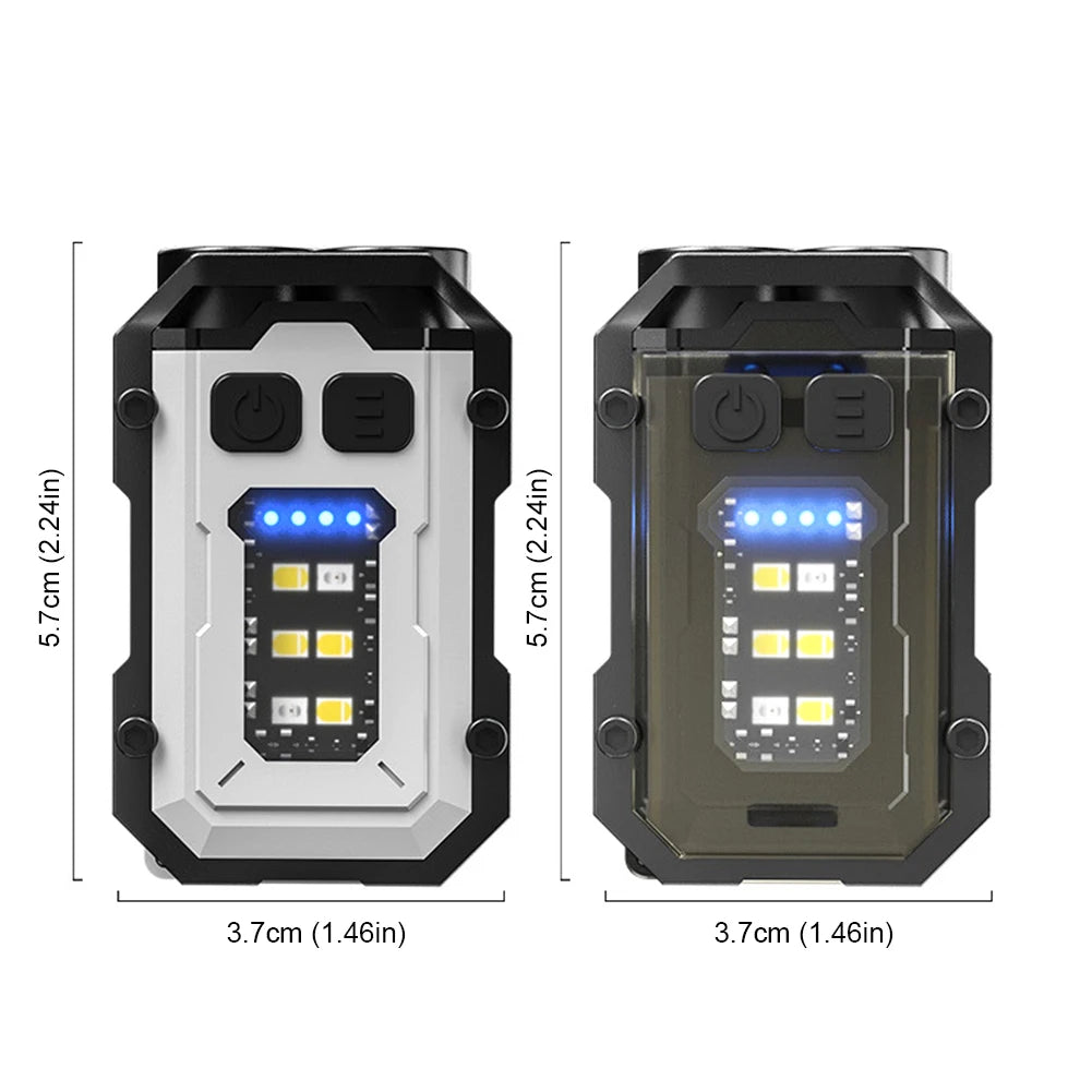 Super Bright Torch 300mAh Portable Keychain Light Power Display Emergency Work Light Multifunctional for Camping Fishing Walking