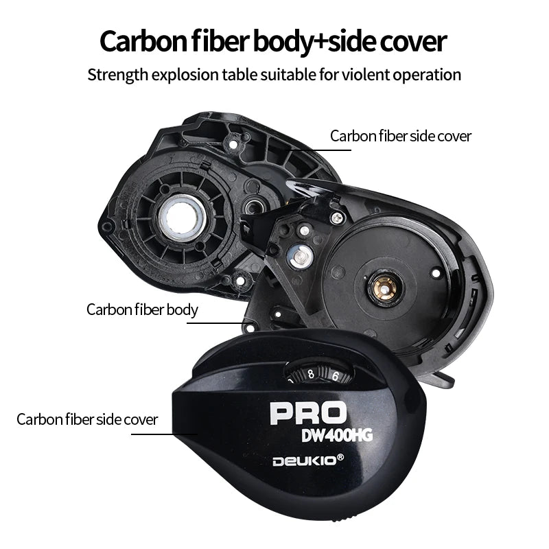 Baitcaster Fishing Reel Extended Handle 7.2:1 Gear Ratio 16KG Max Drag 6+1BB For Bass Freshwater Saltwater Baitcasting Reel