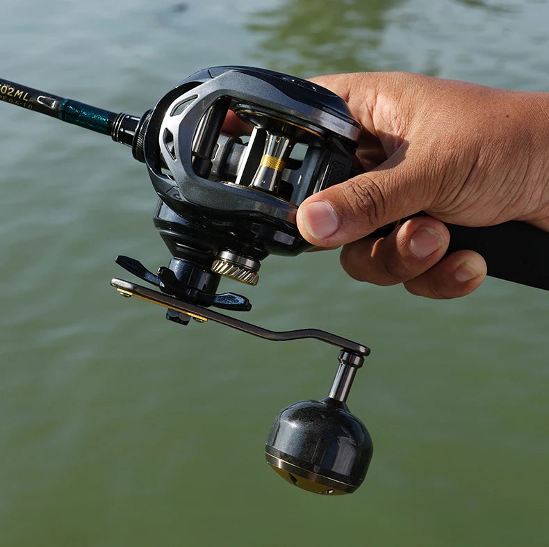 Baitcaster Fishing Reel Extended Handle 7.2:1 Gear Ratio 16KG Max Drag 6+1BB For Bass Freshwater Saltwater Baitcasting Reel