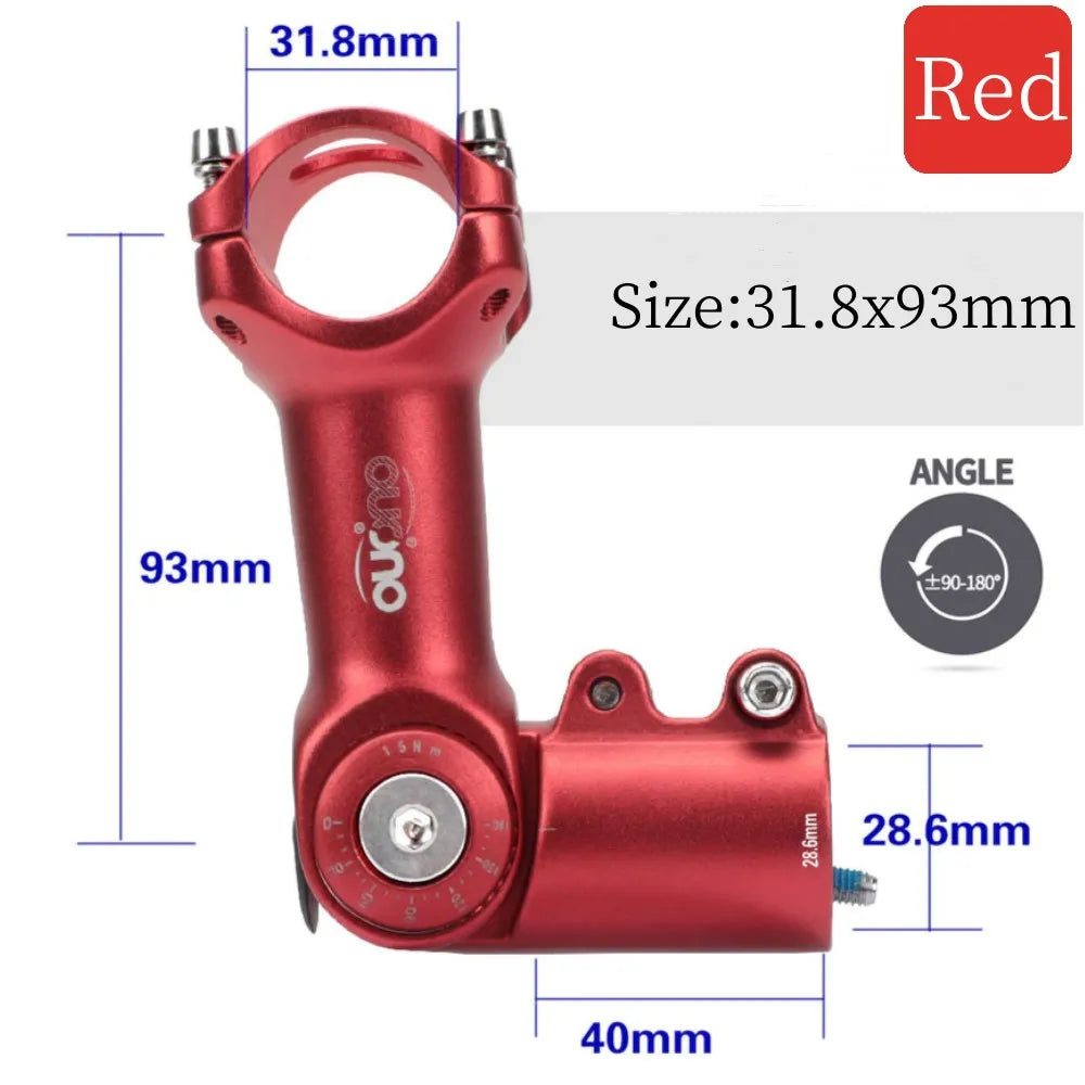 OUO MTB Adjustable Stem MTB Power Bike Table 90-180 Degree Bicycle Handlebar Extender 25.4/31.8mm Down Stem Extension Dual Lock