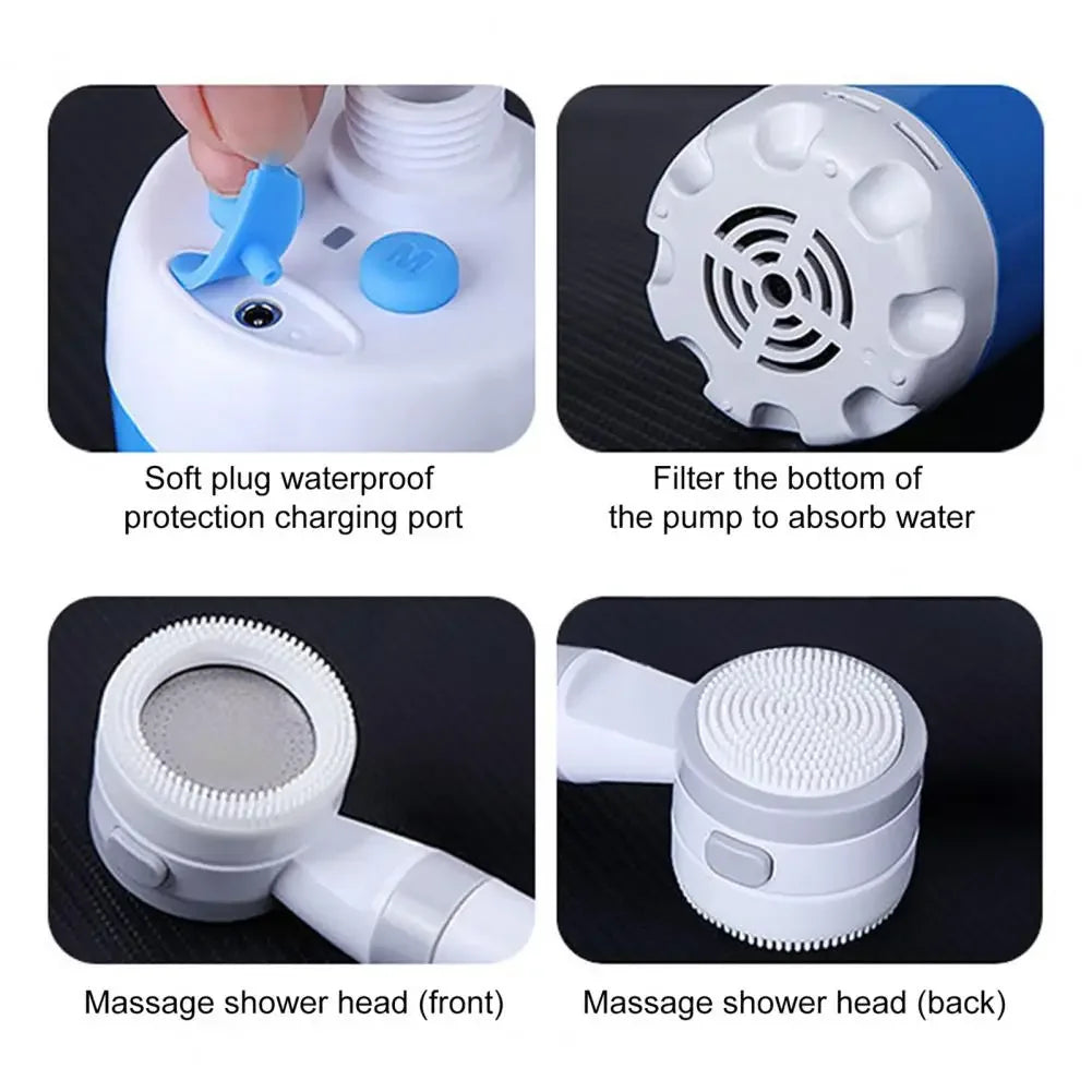 Portable Outdoor Shower Camping Rechargeable Electric Shower with Digital Display Pump