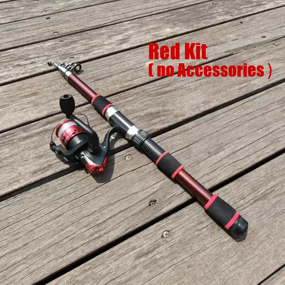 Santa King Fishing Rod Reel Combo-  Fishing Full Kits With Telescopic Fishing Rod And Spinning Reel Baits Hooks Travel Pole Set