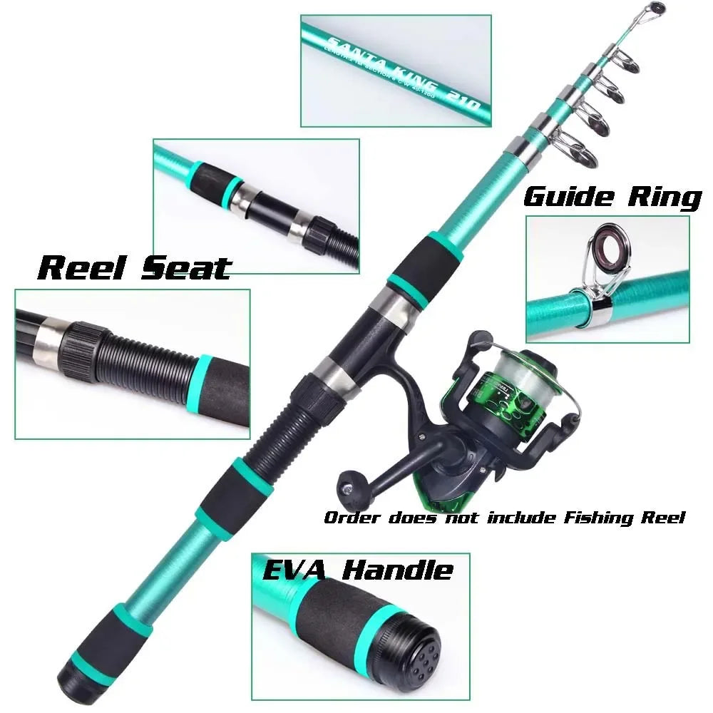Santa King Fishing Rod Reel Combo-  Fishing Full Kits With Telescopic Fishing Rod And Spinning Reel Baits Hooks Travel Pole Set