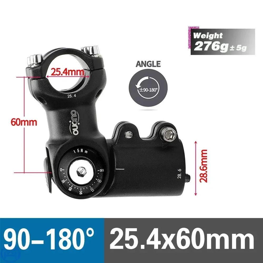 OUO MTB Adjustable Stem MTB Power Bike Table 90-180 Degree Bicycle Handlebar Extender 25.4/31.8mm Down Stem Extension Dual Lock