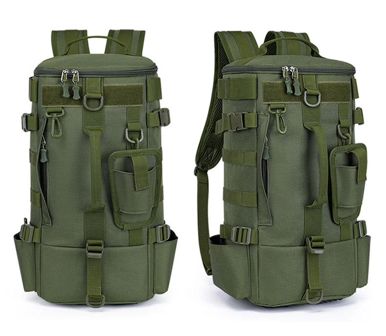 Tactical Fishing Backpack Tackle Bag with Rod Holders Fish Equipment Storage Molle Camping Hiking Outdoor Multifunctional Bag