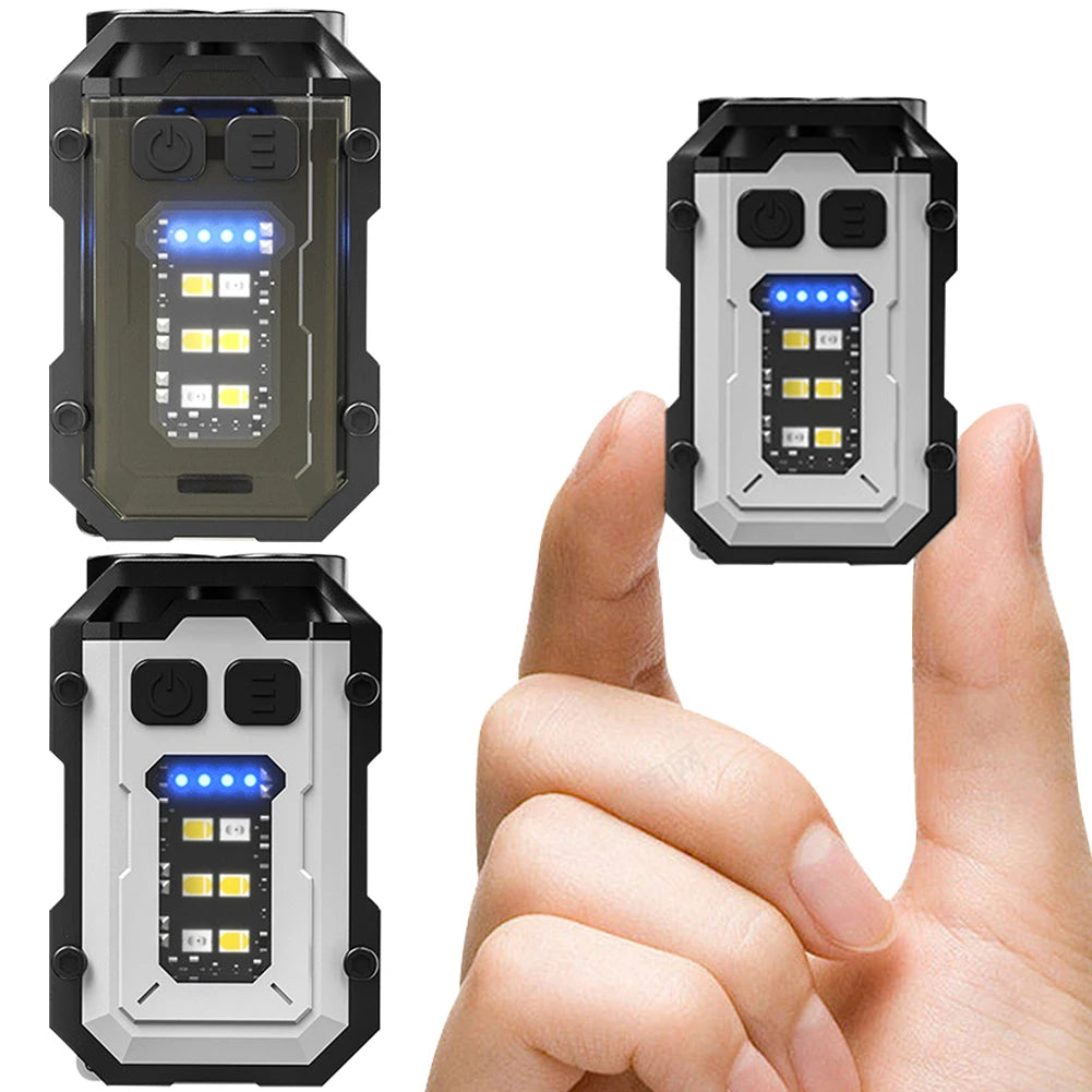 Super Bright Torch 300mAh Portable Keychain Light Power Display Emergency Work Light Multifunctional for Camping Fishing Walking