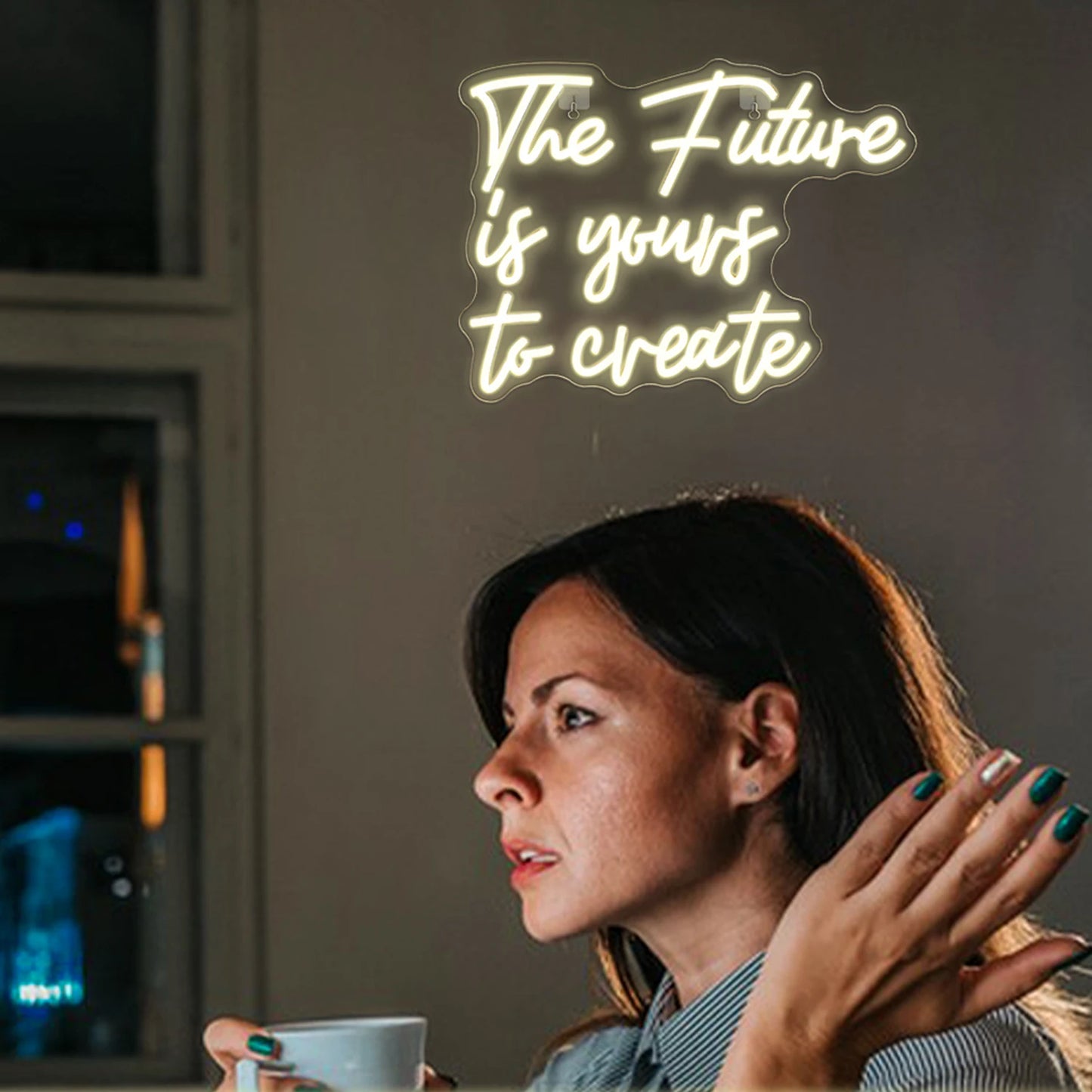 Neon Sign The Future is Yours to Create Warm LED Light Wall Decor With USB Power Supply For Bedrooms Windows Kids Room Gifts