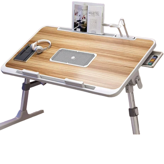 Foldable Radiator-Adjustable Laptop Desk with Drawer-0