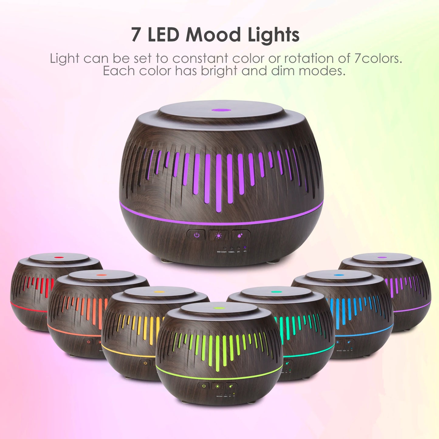 500ML Home Aromatherapy Essential Oil Diffuser with Colorful LED Lamp Remote Control Electric Aroma Air Humidifier Diffuser
