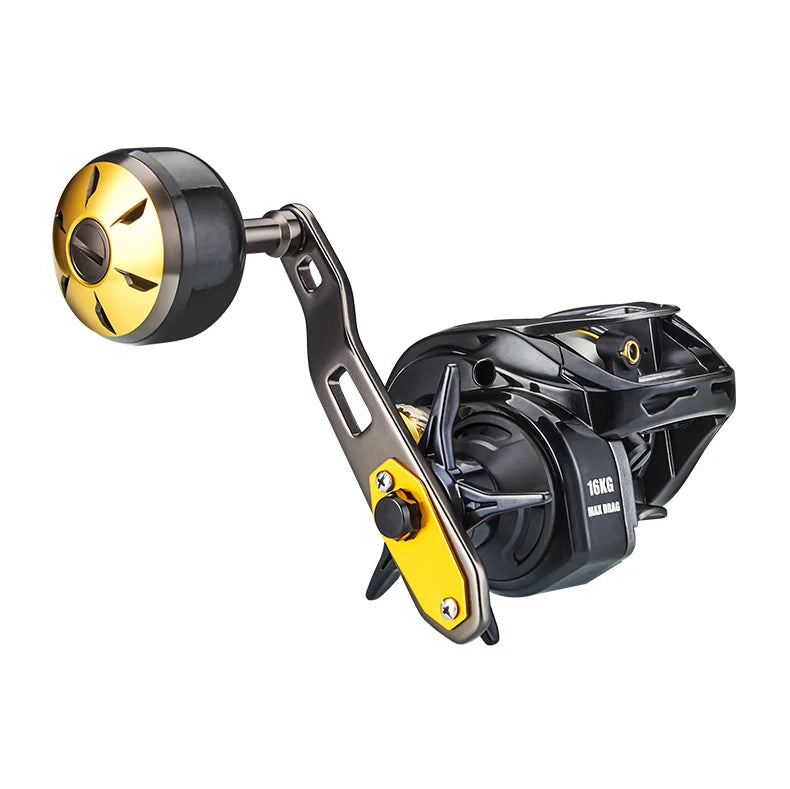 Baitcaster Fishing Reel Extended Handle 7.2:1 Gear Ratio 16KG Max Drag 6+1BB For Bass Freshwater Saltwater Baitcasting Reel