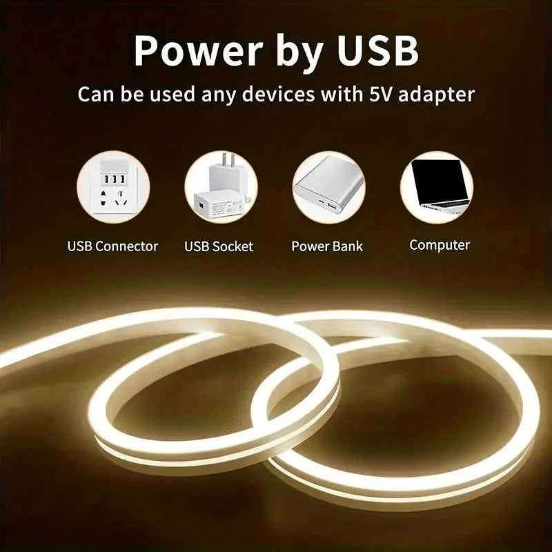 Neon LED Light Strip Smart Touch Sensor Switch Dimmable Neon Sign Flexible Led Ribbon Waterproof Rope Tube Lamp Backlight Decor