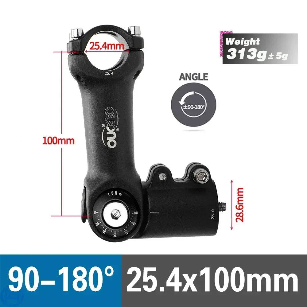 OUO MTB Adjustable Stem MTB Power Bike Table 90-180 Degree Bicycle Handlebar Extender 25.4/31.8mm Down Stem Extension Dual Lock