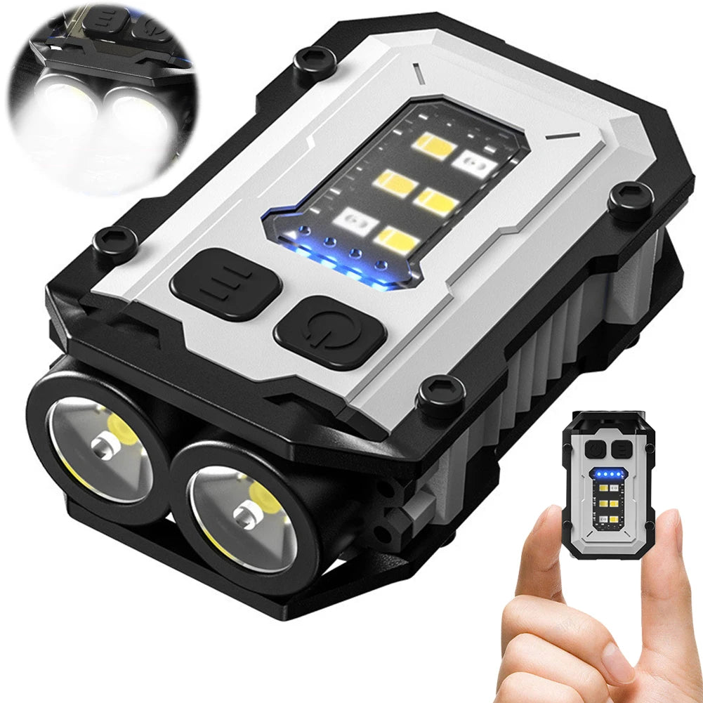 Super Bright Torch 300mAh Portable Keychain Light Power Display Emergency Work Light Multifunctional for Camping Fishing Walking