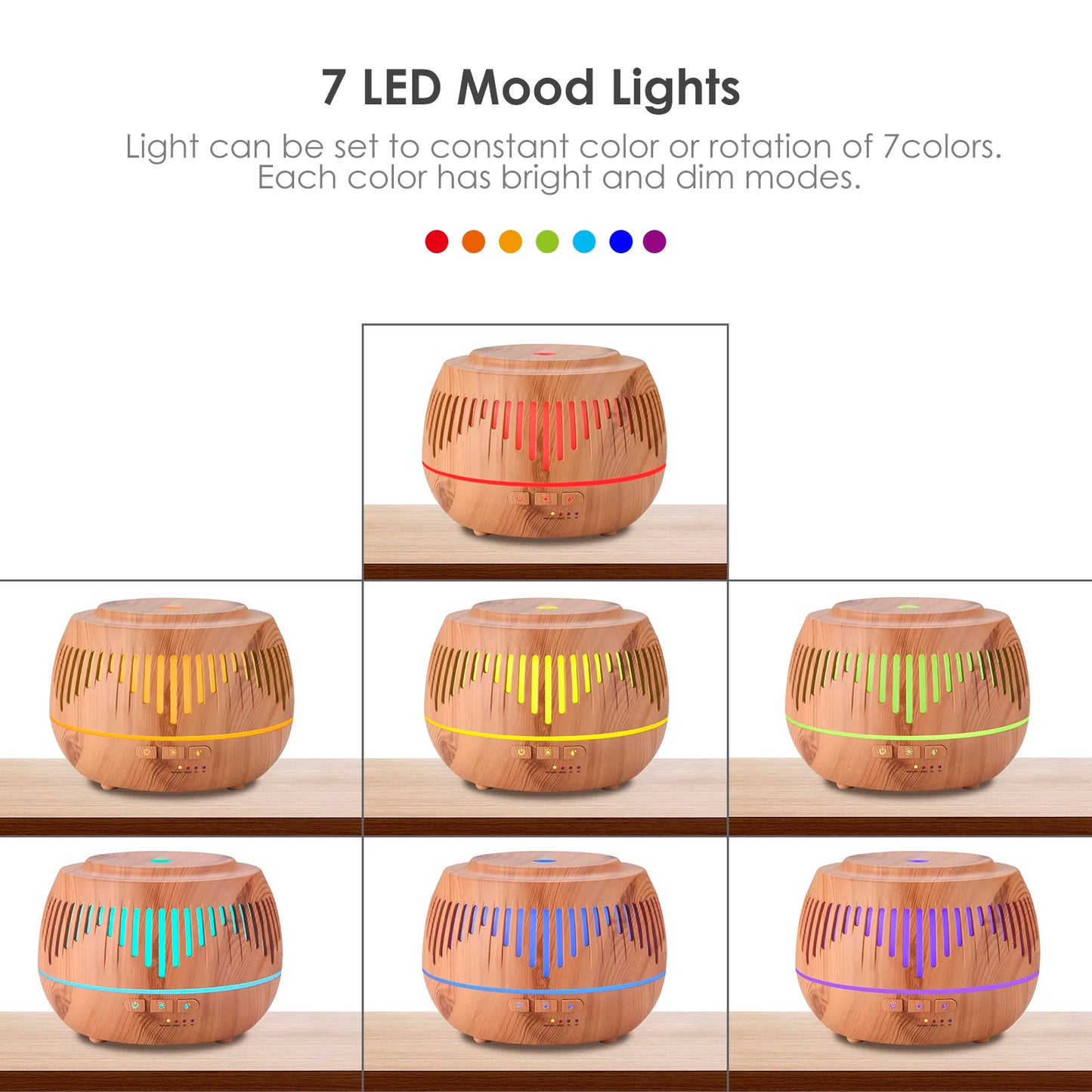 500ML Home Aromatherapy Essential Oil Diffuser with Colorful LED Lamp Remote Control Electric Aroma Air Humidifier Diffuser