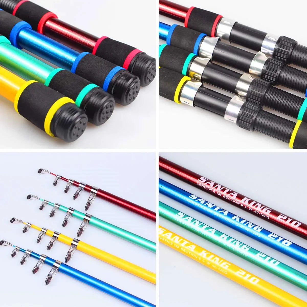 Santa King Fishing Rod Reel Combo-  Fishing Full Kits With Telescopic Fishing Rod And Spinning Reel Baits Hooks Travel Pole Set