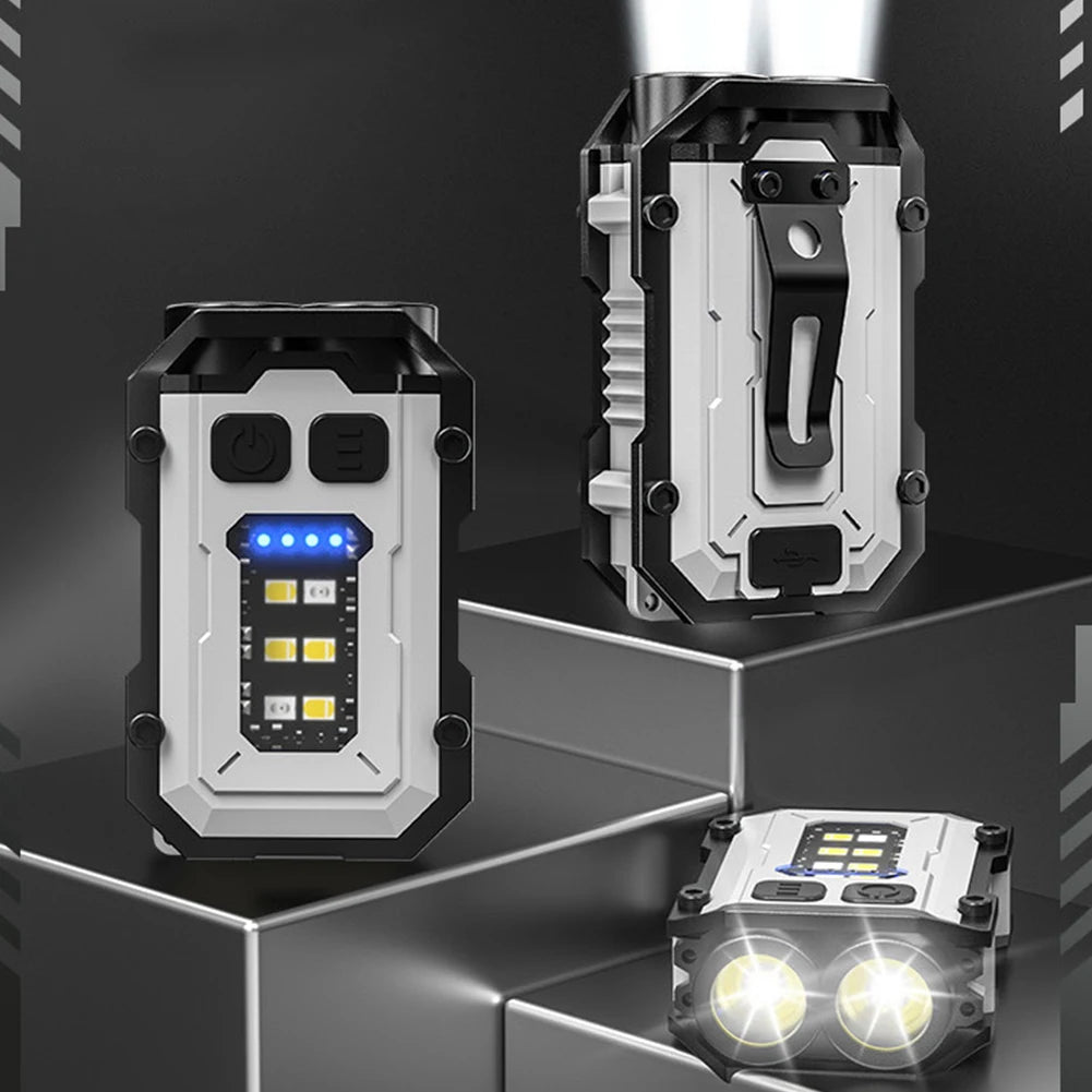 Super Bright Torch 300mAh Portable Keychain Light Power Display Emergency Work Light Multifunctional for Camping Fishing Walking