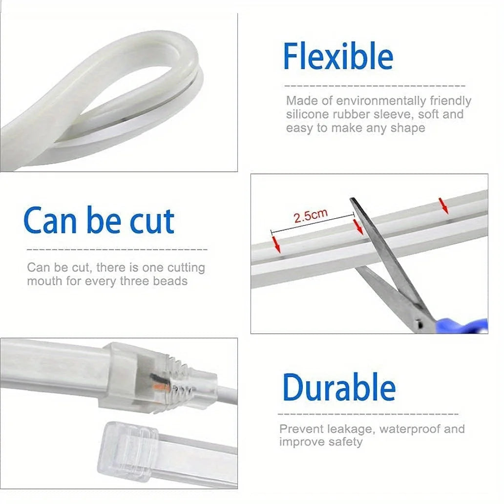 Neon LED Light Strip Smart Touch Sensor Switch Dimmable Neon Sign Flexible Led Ribbon Waterproof Rope Tube Lamp Backlight Decor