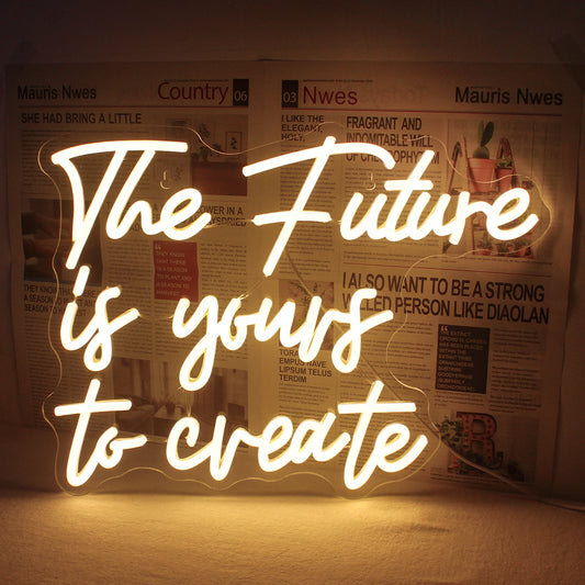 Neon Sign The Future is Yours to Create Warm LED Light Wall Decor With USB Power Supply For Bedrooms Windows Kids Room Gifts