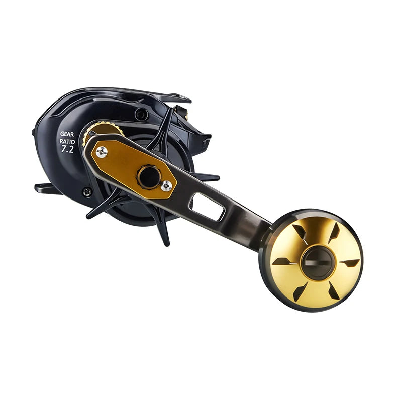 Baitcaster Fishing Reel Extended Handle 7.2:1 Gear Ratio 16KG Max Drag 6+1BB For Bass Freshwater Saltwater Baitcasting Reel