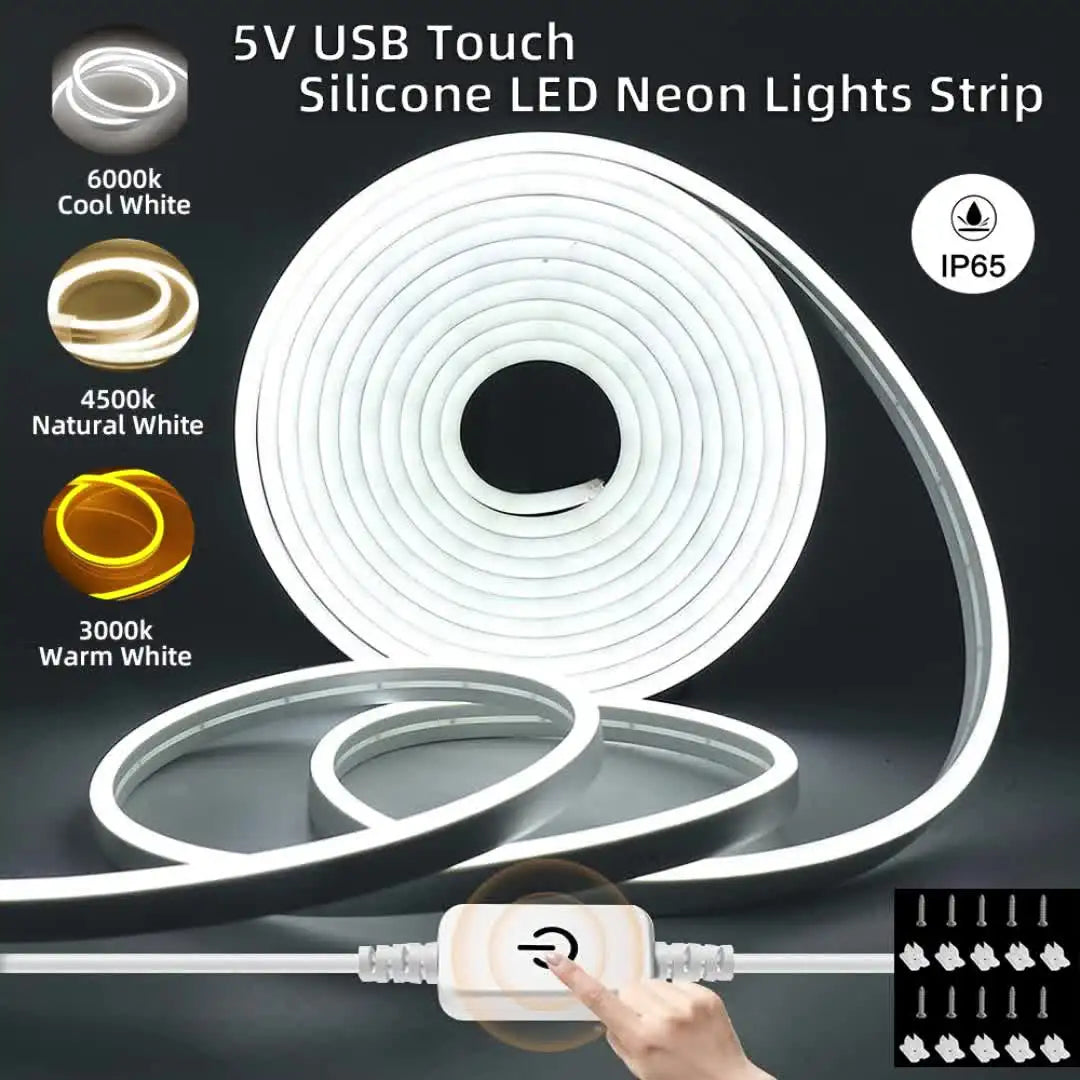 Neon LED Light Strip Smart Touch Sensor Switch Dimmable Neon Sign Flexible Led Ribbon Waterproof Rope Tube Lamp Backlight Decor