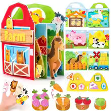 Felt Animal Farm Busy Book – Montessori Sensory Learning Board for Toddlers & Kids