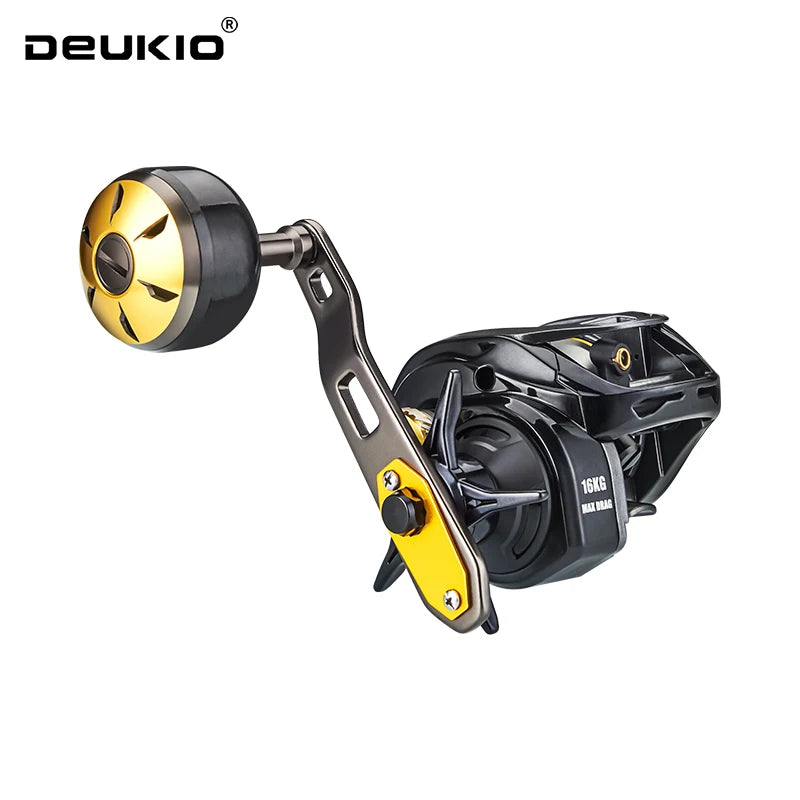 Baitcaster Fishing Reel Extended Handle 7.2:1 Gear Ratio 16KG Max Drag 6+1BB For Bass Freshwater Saltwater Baitcasting Reel