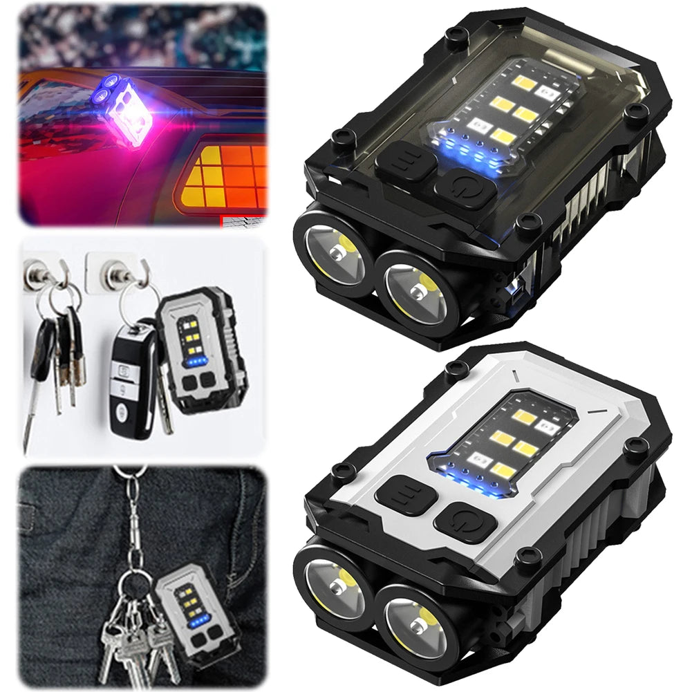 Super Bright Torch 300mAh Portable Keychain Light Power Display Emergency Work Light Multifunctional for Camping Fishing Walking