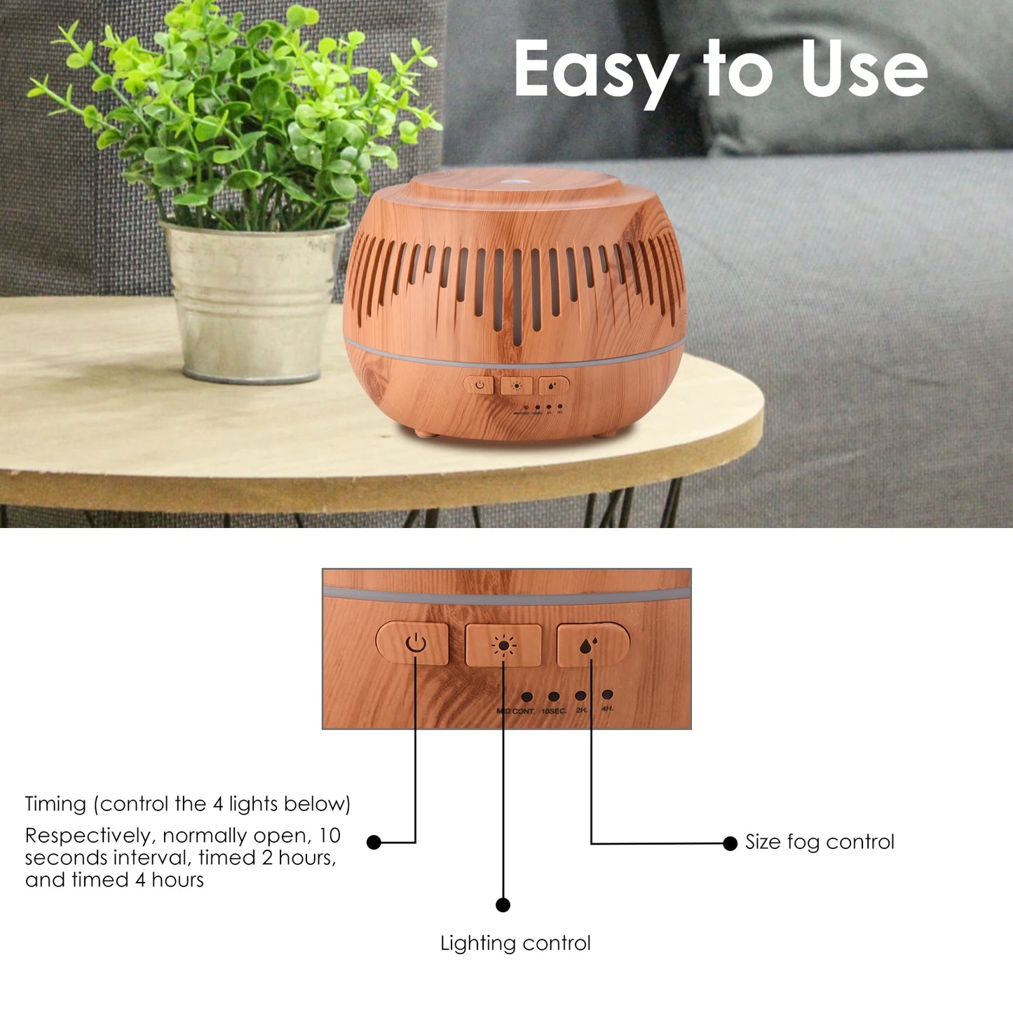 500ML Home Aromatherapy Essential Oil Diffuser with Colorful LED Lamp Remote Control Electric Aroma Air Humidifier Diffuser
